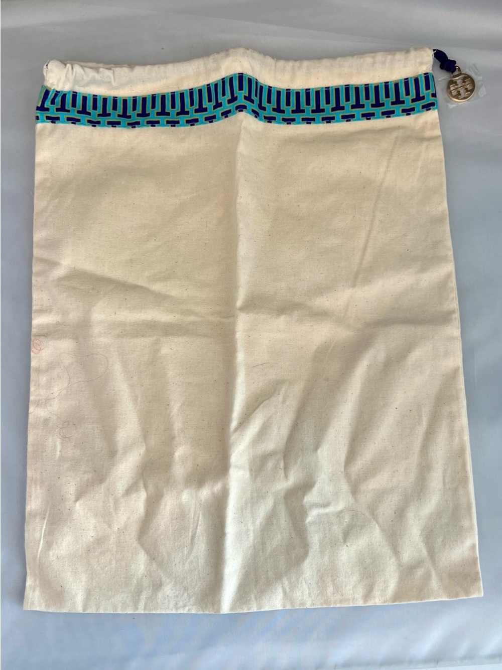 Tory Burch 12"x15" Drawstring DUST BAG for Shoes/Handbags w Gold Logo Charm(New)